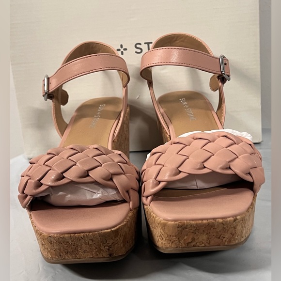 💥3/$30💥NIB - Sun + Stone Allvina Faux Leather Wedge Sandal in Blush - Size 9.5 - Picture 6 of 12
